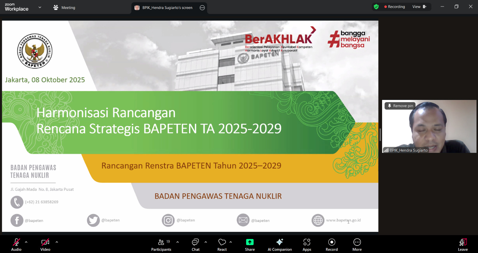 Kejar Pengesahan Dokumen Dasar Perencanaan Kegiatan dan Anggaran, Bapeten Harmonisasikan Peraturan Rencana Strategis 2025-2029